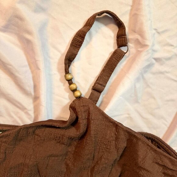 Torrid PLUS SIZE 4 Brown Textured Cotton Tiered Sleeveless Lined Midi Dress - Picture 5 of 14